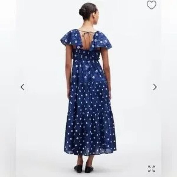 NWT Madewell Tie-Back Flutter-Sleeve Tiered Midi Dress - Picture 2 of 4